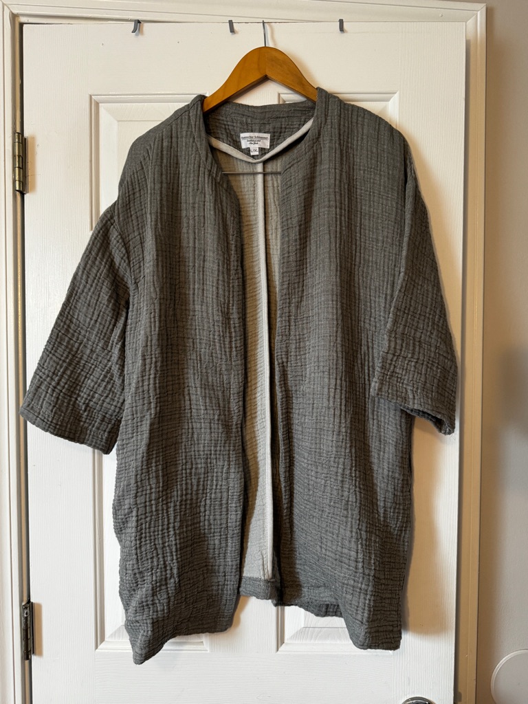 Hammacher Schlemmer Gray 100% Cotton Gauze Cardigan - Size L/Xl